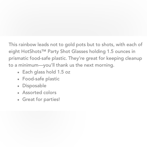 Hotshots party shot glasses-4 colors-8/package-2 x 8 = 16 total-1.5 ounce-NWT - Picture 4 of 11